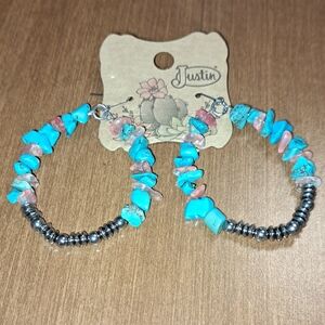 FLASH SALE Justin Turquoise and Pink Beaded Earrings